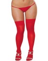Bas nylon rouges coutures grande taille pour jarretelles 
