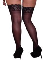 Bas noirs grande taille nylon autofixants jarretières dentelle 