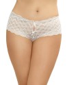 Shorty blanc grande taille de dentelle ouvert et ajouré sur les fesses forme coeur 