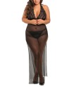 Nuisette longue grande taille fendue transparente 