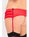 Porte-jarretelles string rouge grande taille fine maille 