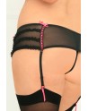 Porte-jarretelles string noir grande taille fine maille 