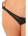 Tanga ouvert noir grande taille avec pièces dentelle sur les fesses 