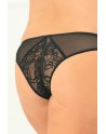 Tanga ouvert noir grande taille avec pièces dentelle sur les fesses 