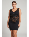 Robe cocktail empiècements dentelle et wetlook