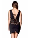 Robe cocktail empiècements dentelle et wetlook
