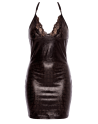 Robe cocktail noire simili cuir et dentelle Sophia