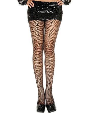 Collant en fine résille forme mini losange noir 