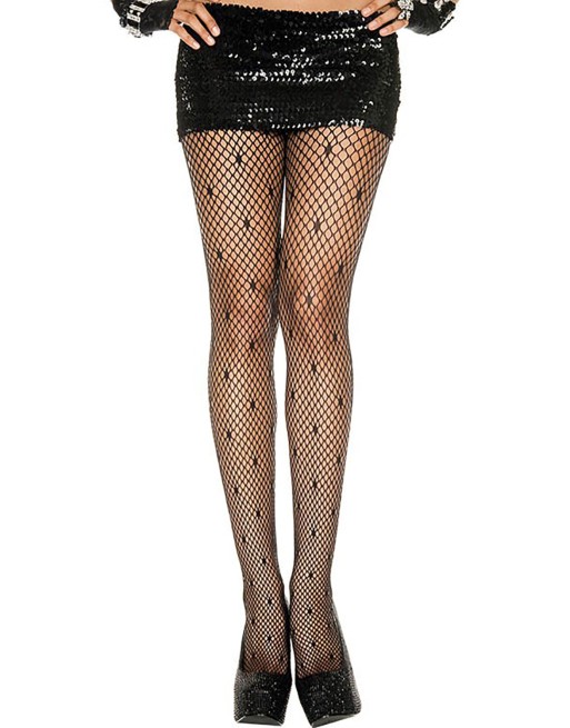 Collant en fine résille forme mini losange noir 
