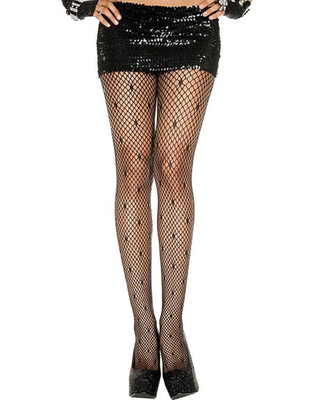 Collant en fine résille forme mini losange noir 