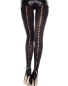 Collant nylon noir opaque avec ligne ajourée petits trous 