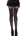 Collant nylon fantaisie opaque noir style bas jarreteles 