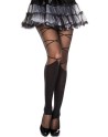 Collant nylon fantaisie noir effet jambières et lacets 