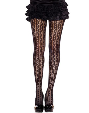 Collant nylon fantaisie noir mi-saison ajouré géométrique 