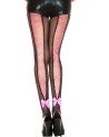 Collant résille noir avec laçage rose corset et noeud 