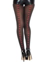 Collant semi opaque noir avec coeurs rouges 
