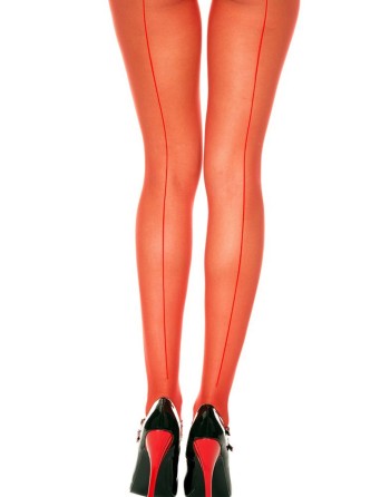 Collant rouge nylon coutures 