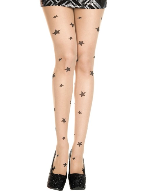 Collant sexy chair avec étoiles noires 