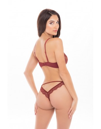 Ensemble 2 pièces  avec soutien-gorge à armatures et string dentelle - REN53024-BUR