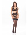 Ensemble 3 pièces noir en dentelle - REN53023-BLK