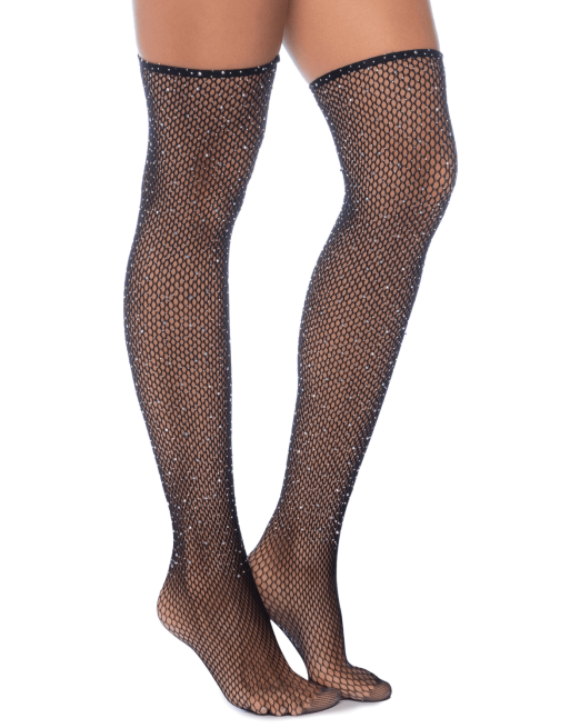 Bas résille noire avec strass 