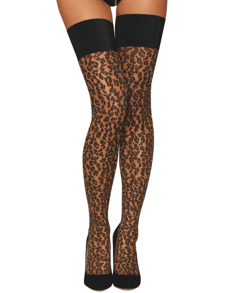 Bas autofixant imprimé léopard 