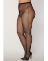Collant résille grande taille avec dessin et strass sur les côtés 