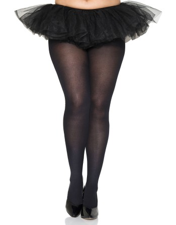 Collant grande taille fantaisie opaque noir 