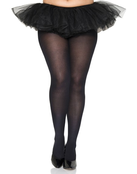 Collant grande taille fantaisie opaque noir 