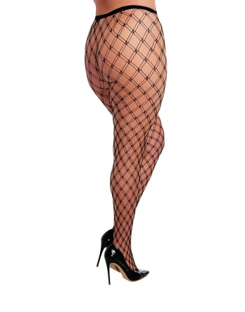Collant grande taille large maille en forme de losange 