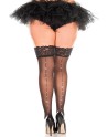 Bas noir sexy  grande taille en nylon avec ligne de strass brillant sur l'arrière 
