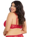 Soutien-gorge rouge grande taille demi-bonnets seins nus avec armatures 