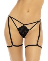 String ouvert noir avec porte jarretelles réglables 