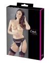Porte-jarretelles en dentelle noire et string assorti 
