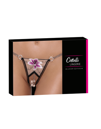 String ouvert en tulle brodé avec chaînes amovibles - Cottelli