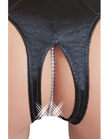 Tanga ouvert en satin avec perles - Cottelli