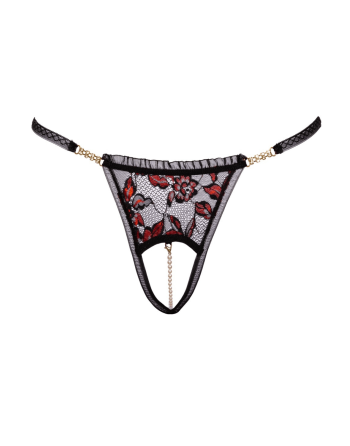String ouvert dentelle bicolore  perles amovibles - Cottelli