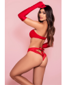 Culotte rouge ouverte en dentelle 