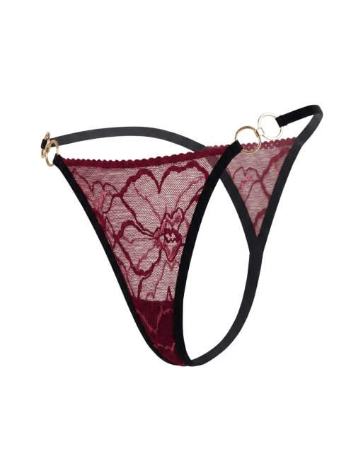 String bordeaux avec anneaux détachables
