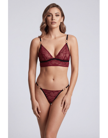 String bordeaux avec anneaux détachables