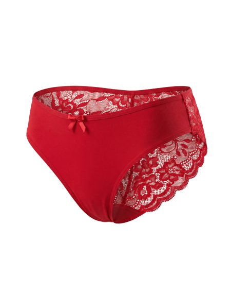 Culotte rouge en dentelle avec nœud en satin