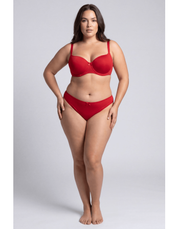 Culotte rouge en dentelle avec nœud en satin