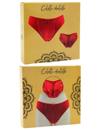Culotte rouge en dentelle avec nœud en satin