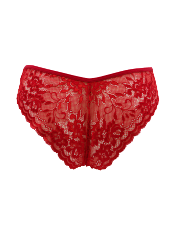Culotte rouge en dentelle avec nœud en satin