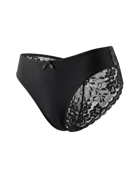 Culotte noire en dentelle avec nœud en satin