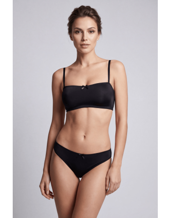 Culotte noire en dentelle avec nœud en satin
