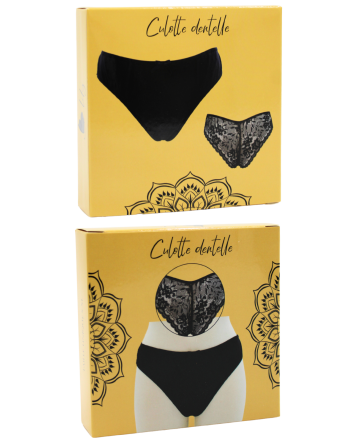 Culotte noire en dentelle avec nœud en satin