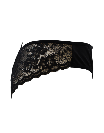 Culotte noire en dentelle avec nœud en satin