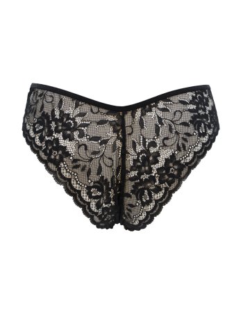 Culotte noire en dentelle avec nœud en satin