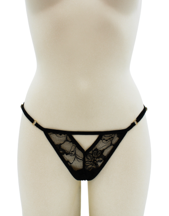 String noir avec bijou perle  strass dorés
